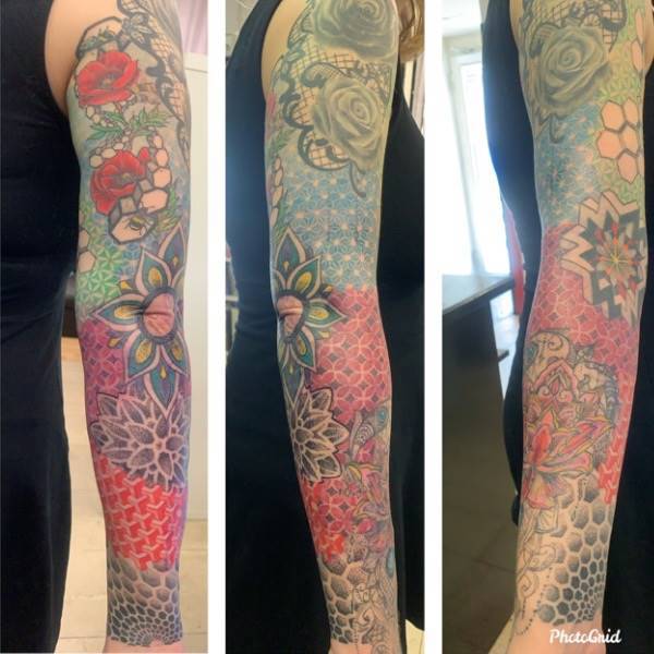 Color dotwork geometric sleeve