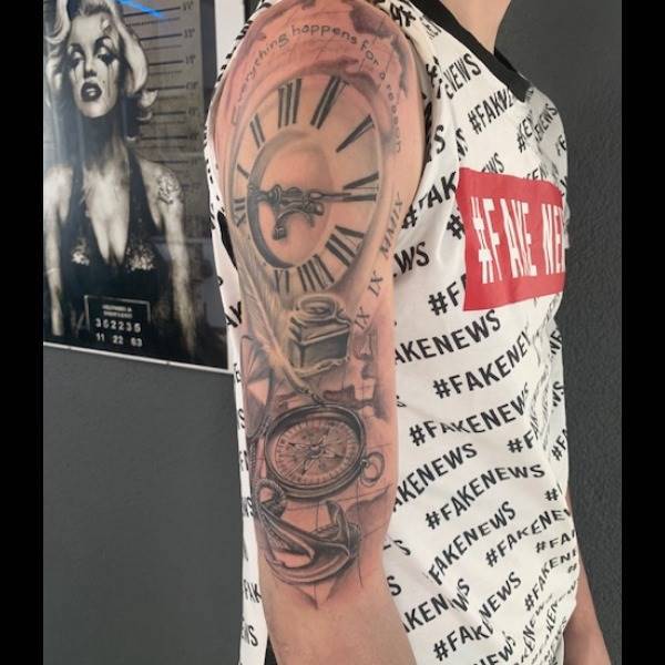 clock and compass