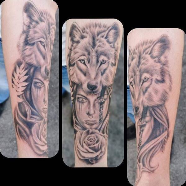 Wolf, Girl, rose
