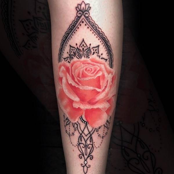 Pastell Rose mit Mandala